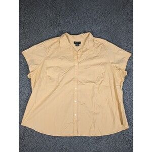 Eddie Bauer Top Women's Button Up Short Sleeve Collared Cotton Shirt 4x Peach